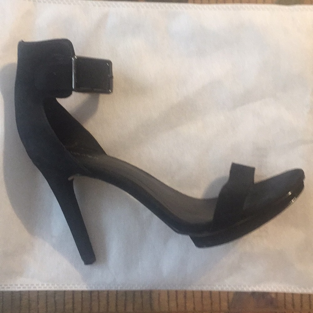 Black suede Calvin Klein platforms
